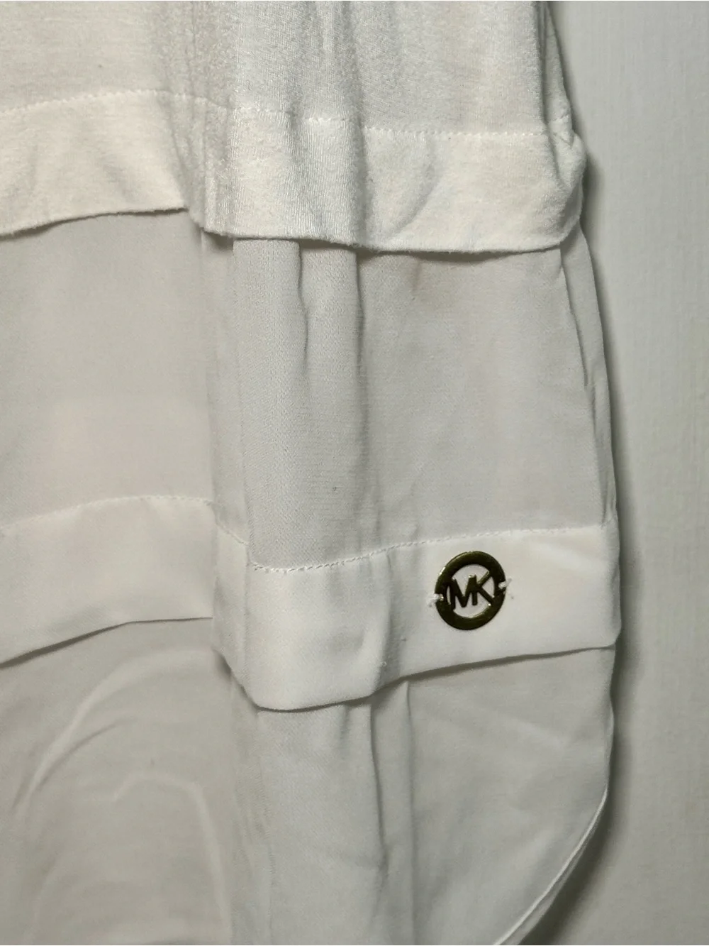Michael Kors White Tiered Chiffon Hem Sleeveless Top Size L